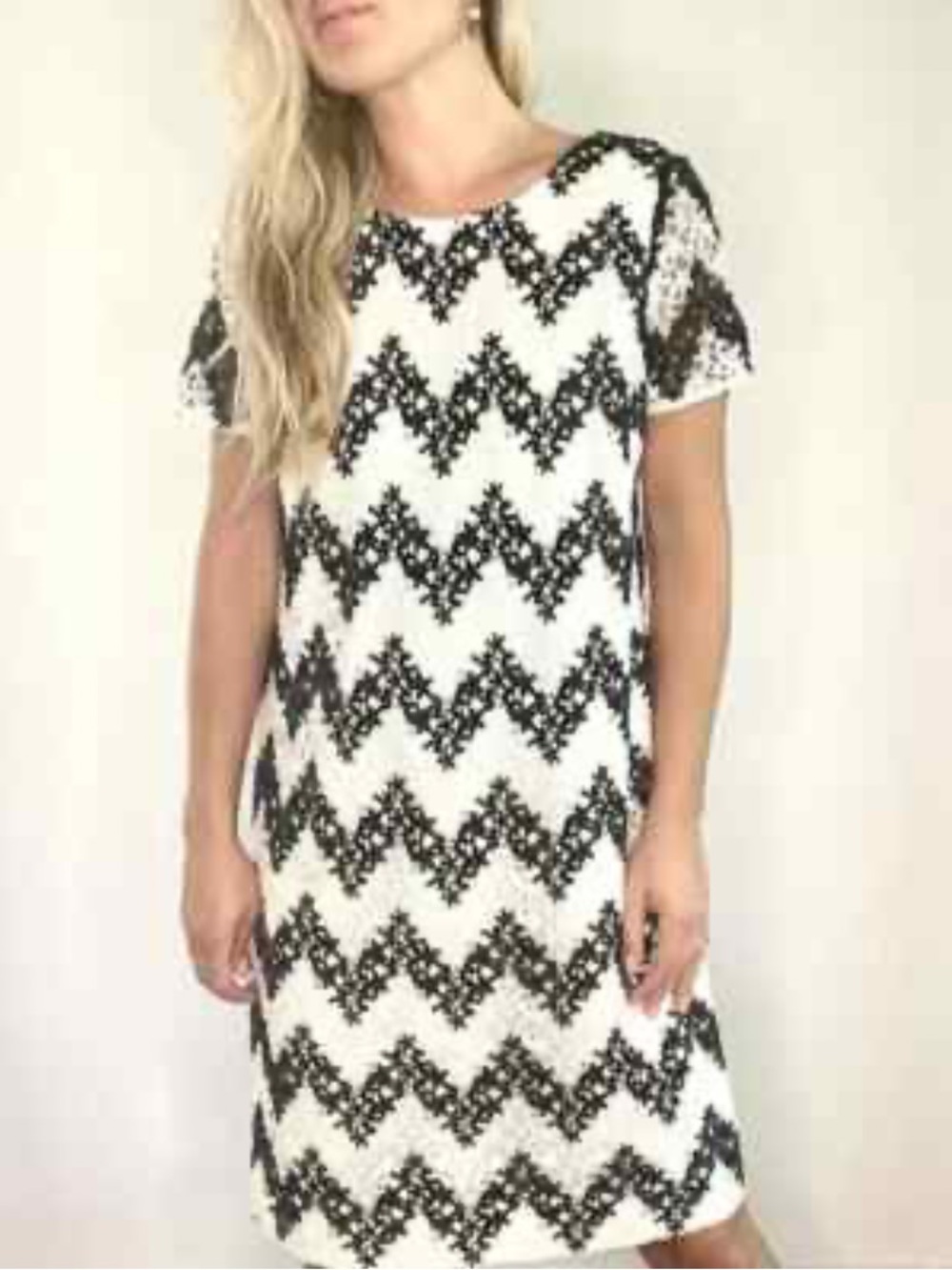 Talbots Floral Lace Crochet Chevron Sheath Dress , Size 16
